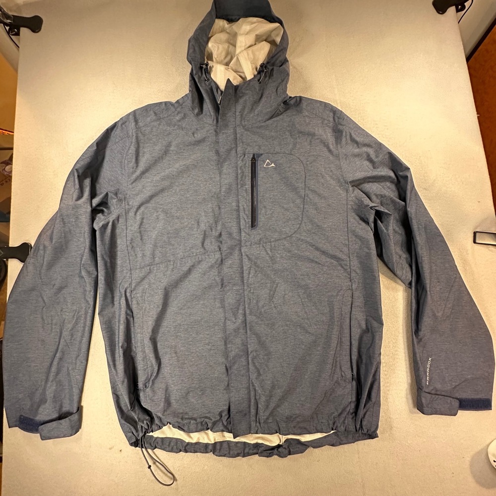 Paradox Mens Waterproof Rain Jacket Blue Heathered Hooded Shell Large RN 123274